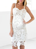 Momyknows White Lace Spaghetti Strap Bodycon V-Neck Wedding Gown Elegant Babyshower Party Maternity Midi Dress