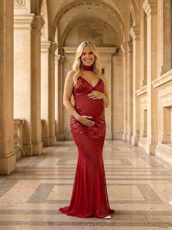 red maternity dress for photoshoot PinkBlush Lace Overlay Maxi You can purchase other Crop Tops Saslax Off Shoulder Ruffle Sleeves