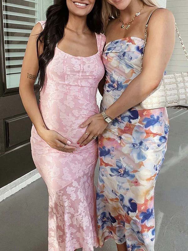 high low maternity cocktail dress Floral High Low Maternity & Nursing Dress BLUSH / X-LARGE