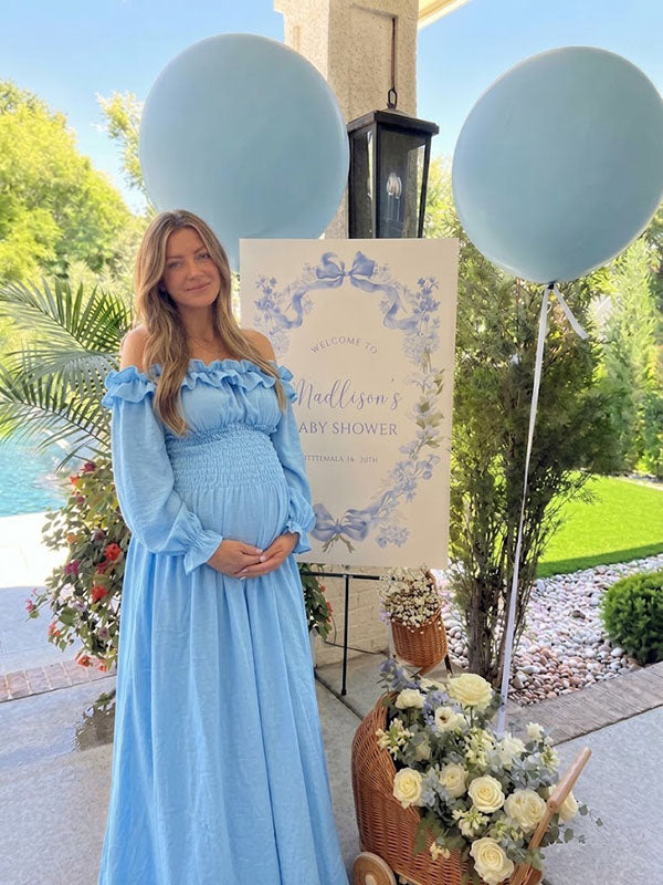 Off Shoulder Falbala Baby Shower Maternity Maxi Dress