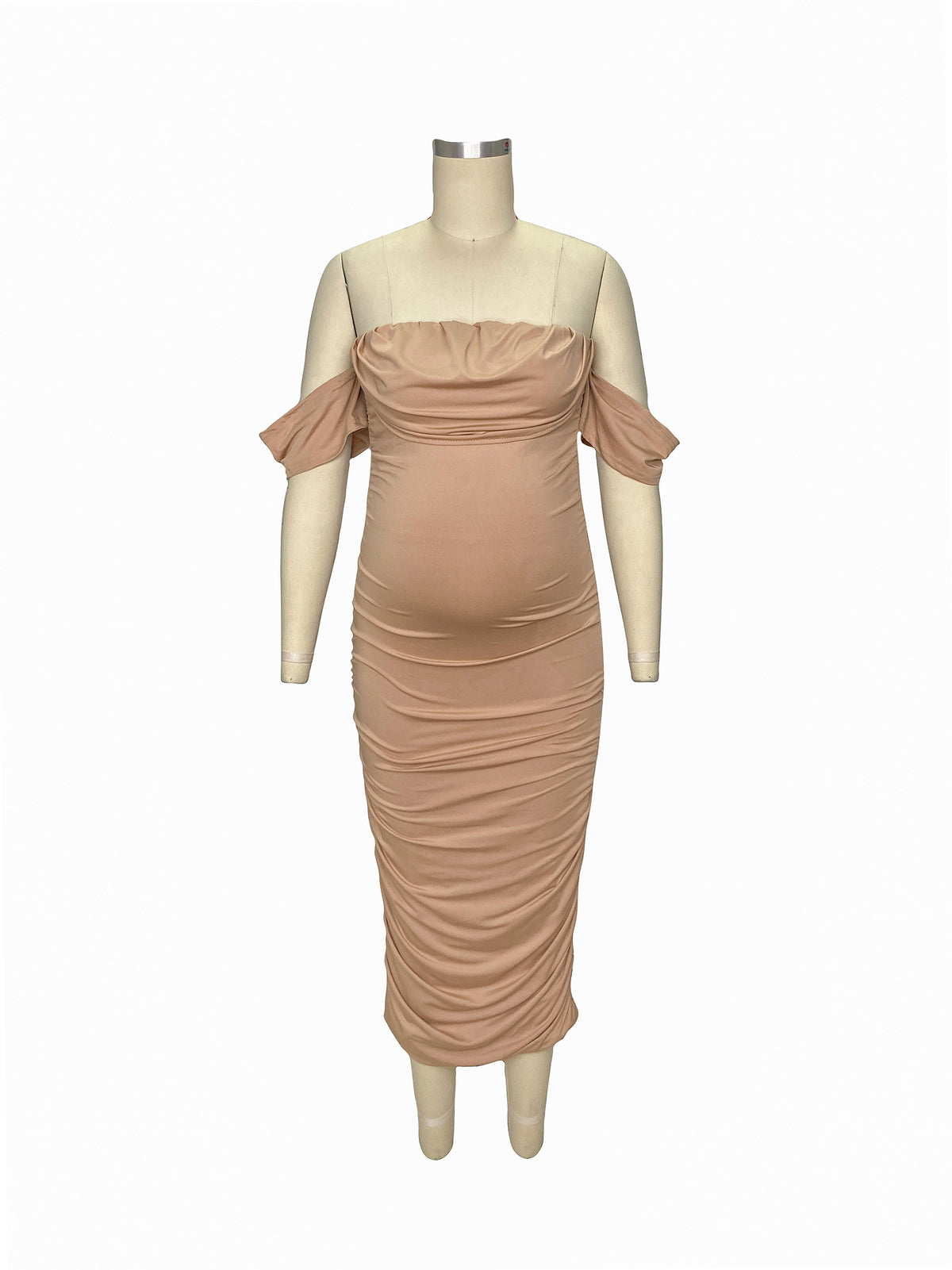 Momyknows Khaki Ruched Off Shoulder Belly Friendly Baby Shower Club Party Tube Bodycon Maternity Midi Dress Momyknows Khaki Ruched Off Shoulder Belly Friendly Baby Shower Club Party Tube Bodycon Maternity Midi Dress