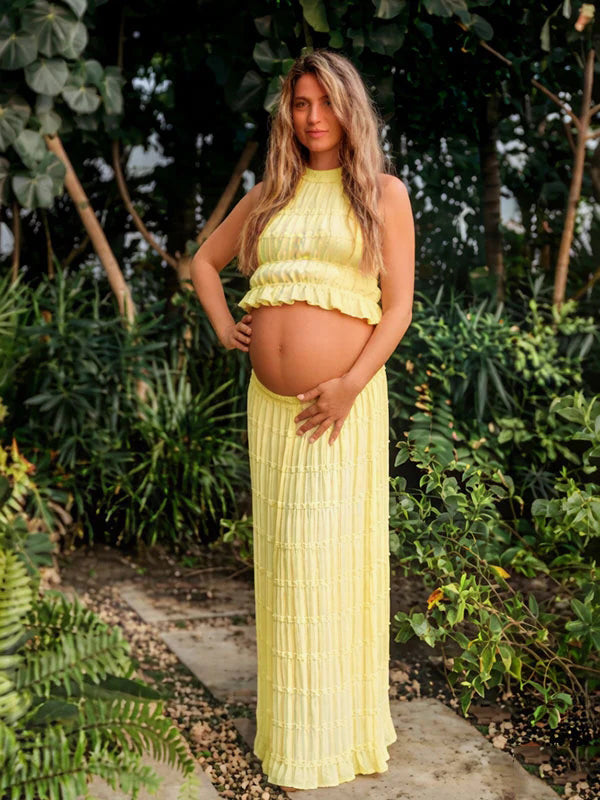 yellow lace maternity dress PinkBlush Mustard Lace Mesh Overlay Maternity Maxi Dress