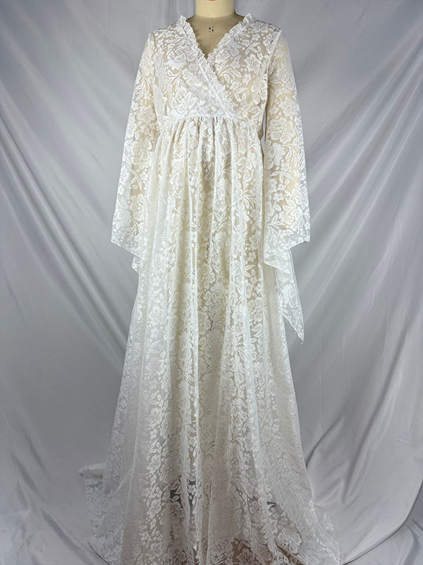 Momyknows Boho Lace Summer Maternity Dress Perfect for Outdoor Photoshoots White / L Momyknows Boho Lace Summer Maternity Dress Perfect for Outdoor Photoshoots White / L