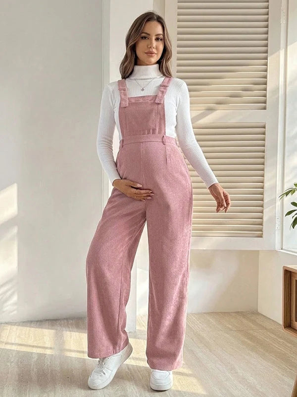 Everyday Elastic Waist Corduroy Maternity Jumpsuit
