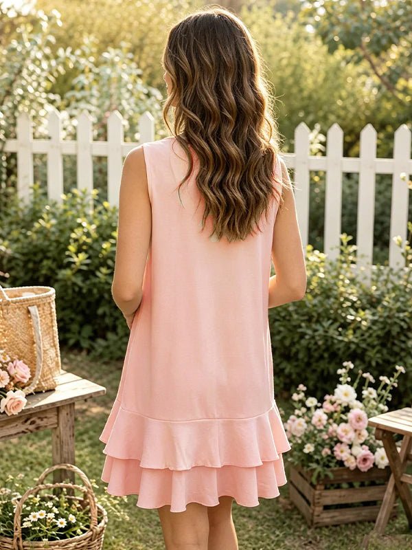 Momyknows Pink Falbala A-Line Plus Size Photoshoot Mini Dress - Pink - 4