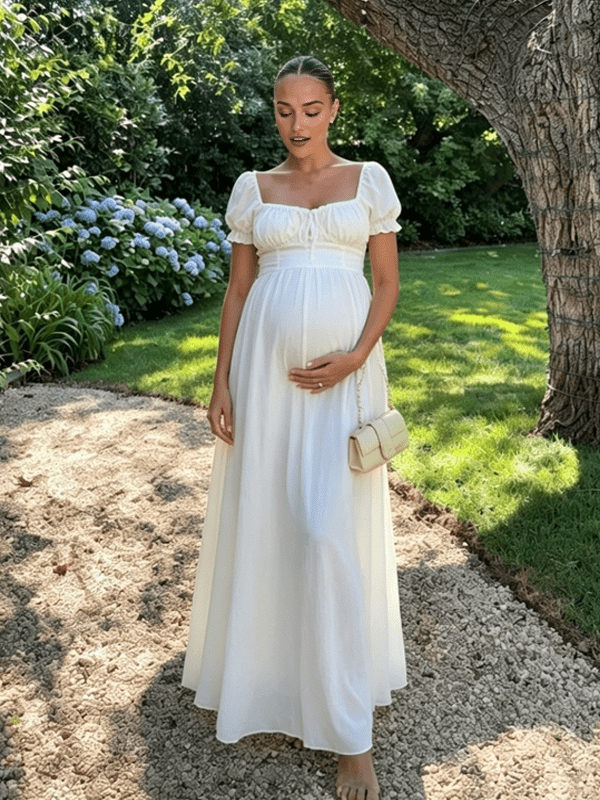 boho maxi dress maternity Gold Bohemian Dream Crochet Cotton Maternity Maxi Dress