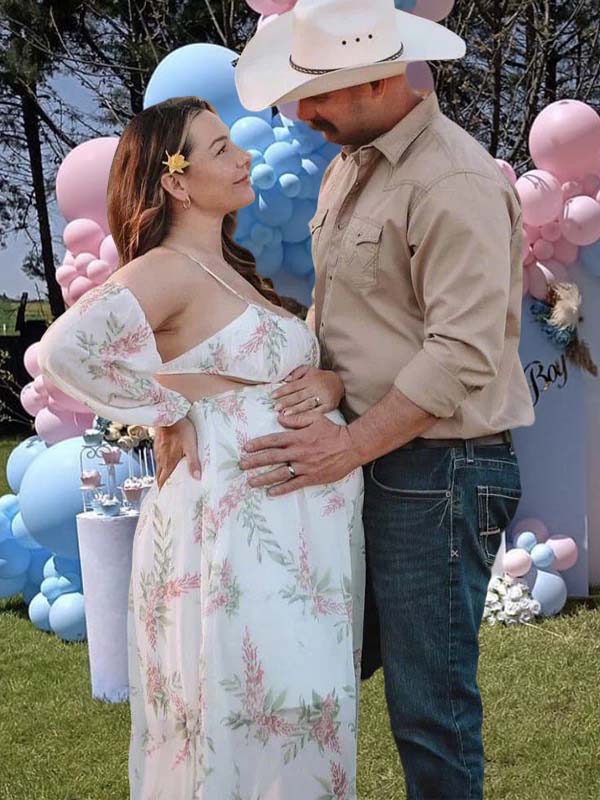 Momyknows White Floral Cut Out Off Shoulder Backless Cami Big Swing Elegant Maternity Gender Reveal Maxi Dress