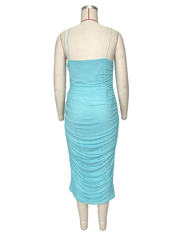 2025.11.14 Momnfancy Spaghetti Strap Mesh Ruched Bodycon Babyshower Maternity Midi Dress Blue / M 2025.11.14 Momnfancy Spaghetti Strap Mesh Ruched Bodycon Babyshower Maternity Midi Dress Blue / M