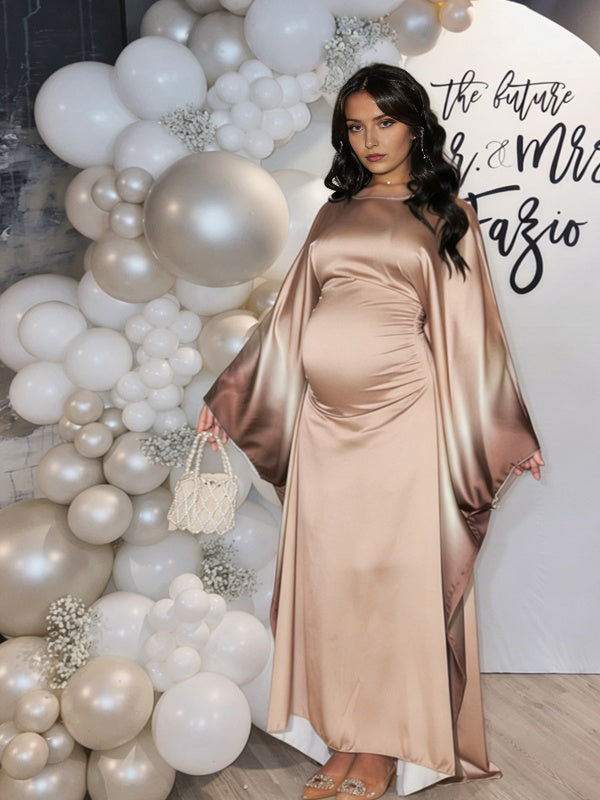 Momyknows Gradient Color Dolman Sleeves Maternity Baby Shower Maxi Dress