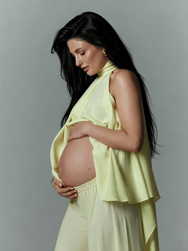 Momyknows Chic Yellow Daily 2 Piece Set Irregular Flowy Halter Neck Vacation Photoshoot Maternity Tank Top Pant - Yellow - 4