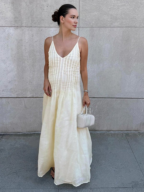 Momyknows Daily Apricot Spaghetti Strap Striped Vacation Maternity Maxi Dress - Apricot - 1