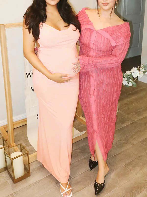 Momyknows Solid Color Bow Tank Backless Mermaid Elegant Cocktail Party Maternity Baby Shower Maxi Dress Black / M Momyknows Solid Color Bow Tank Backless Mermaid Elegant Cocktail Party Maternity Baby Shower Maxi Dress Black / M