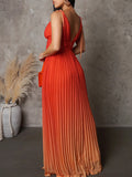 Momyknows Belly Friendly Spaghetti Strap Pleated Gradient Color Babyshower Maternity Maxi Dress