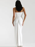 Momyknows Halter Neck Ruffle Cascading Ruffle Front Slit Elegant Baby Shower Maternity Maxi Dress