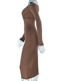 Momyknows Cross Chest Bodycon Off-shoulder V-neck Fashion Baby Shower Maternity Maxi Dress