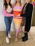 Momyknows Multicolor Rainbow Striped Off-shoulder Bodycon Long Sleeve Fashion Baby Shower Maternity Maxi Dress