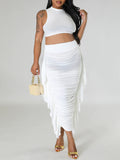 Momyknows 2 Piece Irregular Ruffle Back Tie Cut Out Chic Bodycon Baby Shower Photoshoot Maternity Midi Dress
