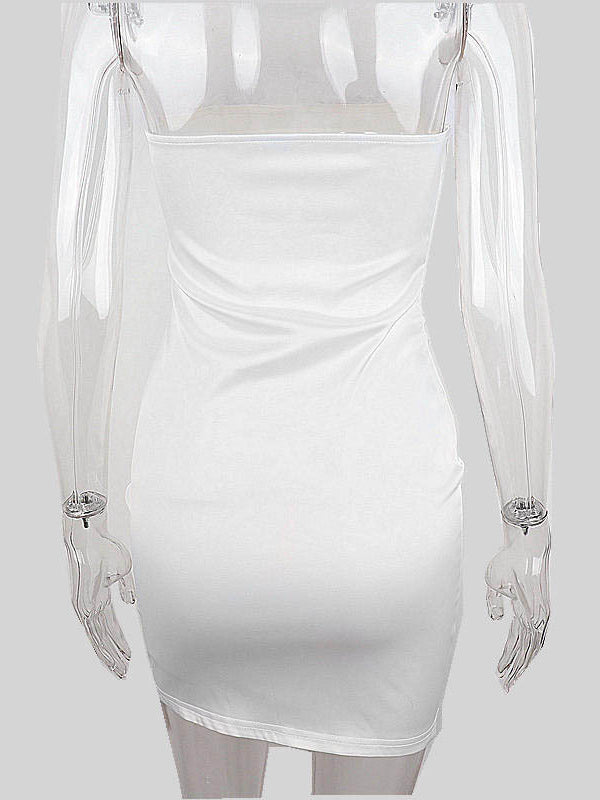 Momyknows White Patchwork Feather Off-shoulder Bodycon Bandeau Elegant Chic Baby Shower Maternity Mini Dress