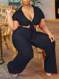 Momyknows 2 Piece Twist Tie Front V-neck Fashion Photoshoot Baby Shower Maternity Jumpsuit