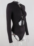 Momyknows Black Cut Out Crop Long Sleeve Fashion Chic Photoshoot Maternity Bodysuit