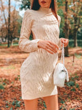 Momyknows Beige Knitting Backless Bodycon Baby Shower Mini Maternity Sweater Dress