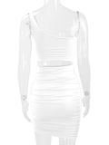 Momyknows White Cut Out One Shoulder Ruched Bodycon Baby Shower Maternity Mini Dress