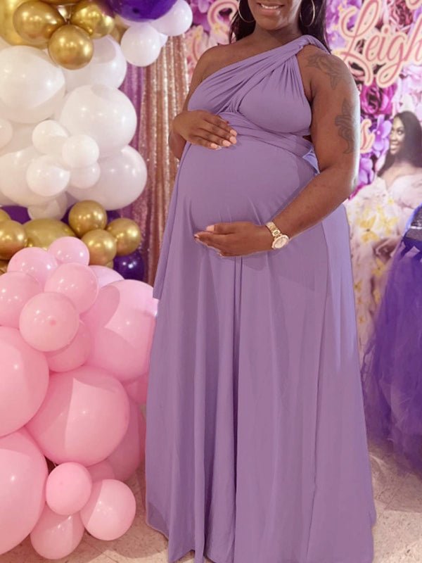 plus size maternity dress Babyshower Maternity Dress Made from lightweight Wine Off Shoulder Maternity Short