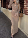 Momyknows Khaki Knitted Belly Friendly Cut Out Flare Sleeve Bodycon Eleagnt Going Out Maternity Baby Shower Maxi Dress