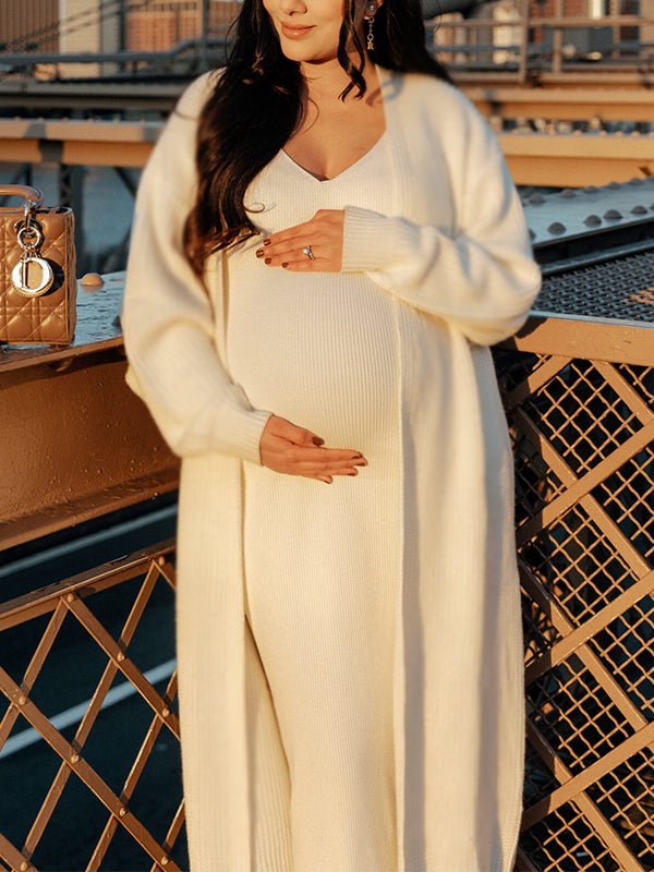 white bodycon maternity dress Ivory Round Neck Ribbed Knit Midi PinkBlush Flare sleeve Waist type Baby Shower Dresses White Bodycon