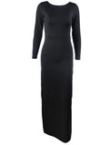Momyknows Black Backless Side Slit Off Shoulder Long Sleeve Elegant Party Evening Maternity Maxi Dress