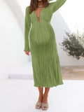 Momyknows Elegant Pleated Lace Up Cutout Falbala Flowy Daily Maternity Babyshower Maxi Dress