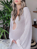 Momyknows Khaki Beige Cut Out Side Slit Fashion Beach Holiday Photoshoot Baby Shower Maternity Maxi Dress