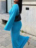 Momyknows Belly Friendly Bell Sleeve Seam Detail Knit Evening Babyshower Maternity Maxi Dress