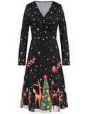 Momyknows Santa Claus Long Sleeve V-Neck Babyshower New Year Christmas Dress up Maternity Midi Dress
