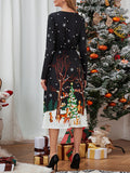 Momyknows Santa Claus Long Sleeve V-Neck Babyshower New Year Christmas Dress up Maternity Midi Dress