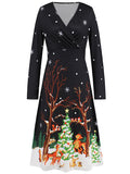 Momyknows Santa Claus Long Sleeve V-Neck Babyshower New Year Christmas Dress up Maternity Midi Dress