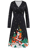Momyknows Santa Claus Long Sleeve V-Neck Babyshower New Year Christmas Dress up Maternity Midi Dress