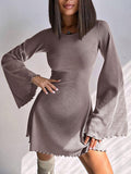 Momyknows Elegant Backless Tie Back Falbala A-Line Flare Sleeve Daily Maternity Babyshower Mini Dress