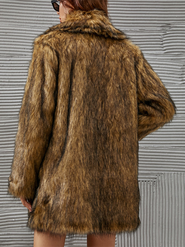 Momyknows Tan Faux Fur Jacket Shaggy Coat Warm Cardigan Daily Photoshoot Maternity Outerwear
