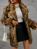 Momyknows Tan Faux Fur Jacket Shaggy Coat Warm Cardigan Daily Photoshoot Maternity Outerwear