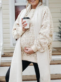 Momyknows Khaki Leopard Print Lantern Sleeve Cute Fashion Daily Photoshoot Baby Shower Maternity Sweater