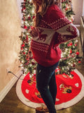 Momyknows Christmas Red Snow Elk Print Daily Casual Baby Shower Photoshoot Maternity Sweater