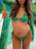 Momyknows Spaghetti Straps Lace Up  Backless Fashion Beach Cover-Up Bikini Maternity Swimwear