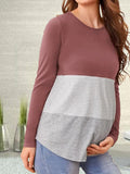 Momyknows Cut Out Gingham Round Neck Long Sleeve Babyshower Maternity Nursing Top