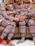 Momyknows Two-Piece Elk Christmas Santa Print Family Sleepwear Christmas Holiday Mom&Me Pajamas Chic Maternity Jumpsuit