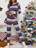 Momyknows Christmas 2 Pieces Snow Elk Print Adjusted Drawstring Casual Chic Maternity Pyjamas Sets