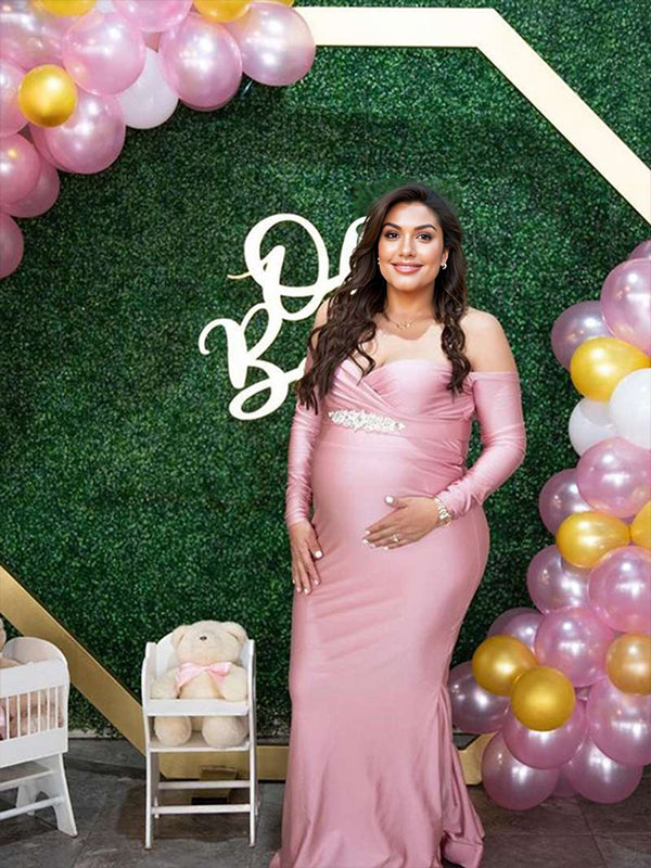 pink long sleeve baby shower dress livdfw on LTK