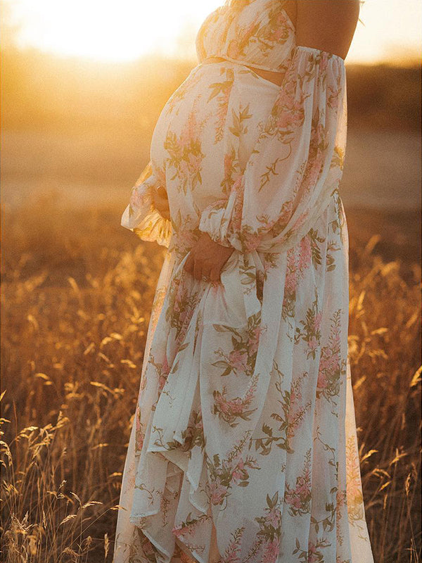 Momyknows White Floral Cut Out Off Shoulder Backless Cami Big Swing Elegant Vacation Maternity Hobo Photoshoot Baby Shower Maxi Dress White / Xs Momyknows White Floral Cut Out Off Shoulder Backless Cami Big Swing Elegant Vacation Maternity Hobo Photoshoot Baby Shower Maxi Dress White / Xs