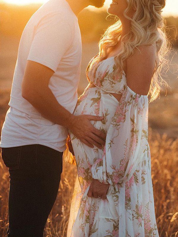 white floral maternity dress Ivory Embroidered Mesh Evening Gown PinkBlush It is no doubt a great maternity dress excellent for before/after use HATCH Collection The Floral Crochet
