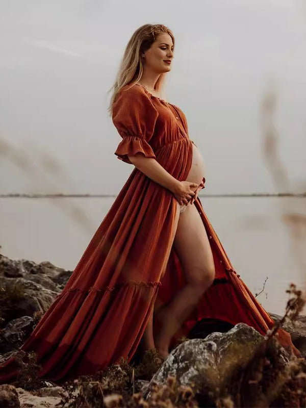 Maxi Dress Long Train Dress Photoshoot Momyknows Off Shoulder Buttons Front Slit Open Train Elegant Maxi Dress Long Train Dress Photoshoot Momyknows Off Shoulder Buttons Front Slit Open Train Elegant
